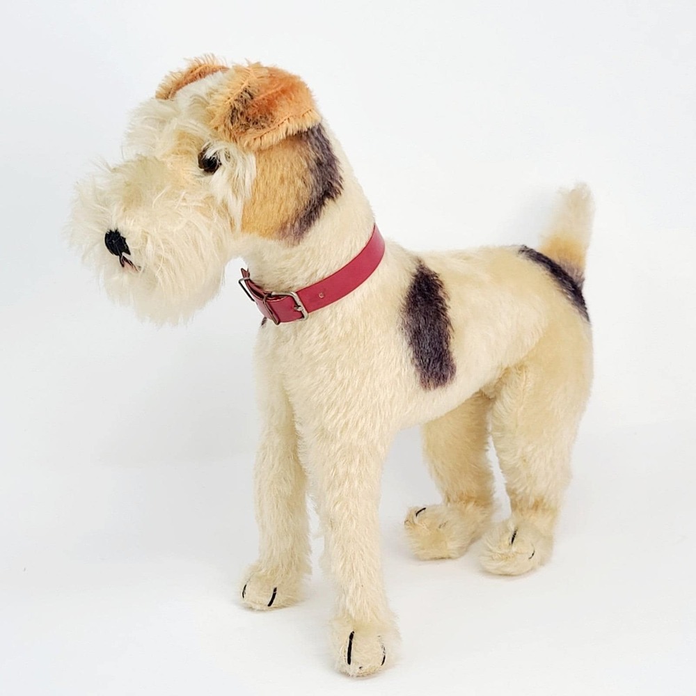 Vintage STEIFF FOXY Fox Terrier Dog 11" 4220/28β Mohair Glass Eyes Tag
